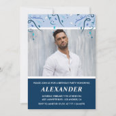 メンズフォトネイビーブルー42歳の誕生日招待状 招待状 (正面)