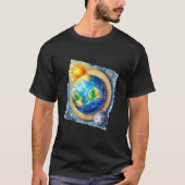 メンズフラットアースおもしろいソサエティ共謀宇宙Glo Tシャツ (正面)