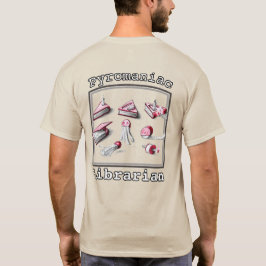 メンズフロントとバック印刷パイロマニアック図書館員 Tシャツ
