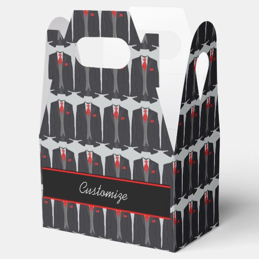 メンズブラックスーツと赤タイ切り妻用愛箱 フェイバーボックス (オープン)