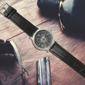 メンズブラックフェイクマーブルウォッチ – レザー – ヴィンテージ 腕時計