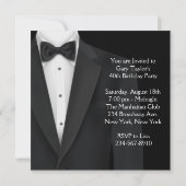 メンズブラックレッドタキシード誕生日パーティー 招待状 (裏面)