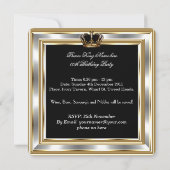 メンズブラック金ゴールドシルバー誕生日プリンスキング2 招待状 (裏面)