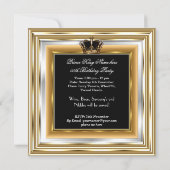 メンズブラック金ゴールドシルバー誕生日プリンスキング3 招待状 (裏面)