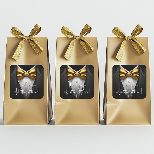 メンズブラック金ゴールドタキシード誕生日パーティー スクエアシール