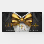 メンズブラック金ゴールドタキシード誕生日パーティー 横断幕 (横)