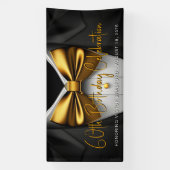 メンズブラック金ゴールドタキシード誕生日パーティー 横断幕 (縦)