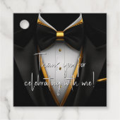 メンズブラック金ゴールドタキシード誕生日 フェイバータグ (正面)