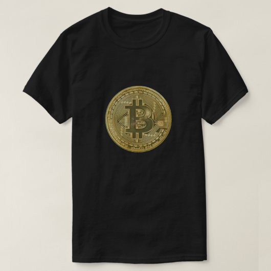 メンズブラック金ゴールドビットコインTシャツ Tシャツ (デザイン正面)