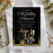 メンズブラック金ゴールド洗練アップスケール誕生日 招待状
