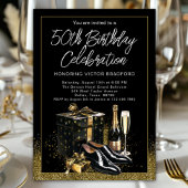 メンズブラック金ゴールド洗練アップスケール誕生日 招待状