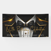 メンズブラック金ゴールド誕生日パーティー 横断幕 (横)