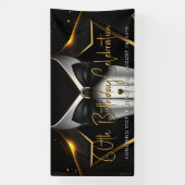 メンズブラック金ゴールド誕生日パーティー 横断幕 (縦)