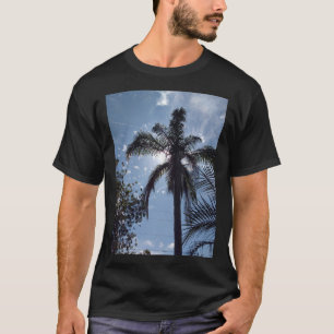 メンズブラックTシャツの熱帯ヤシの木 Tシャツ