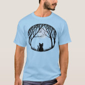 メンズブラックTシャツキャットティオーガニックー Tシャツ (正面)