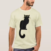 メンズブラックTシャツキャットティオーガニックー Tシャツ (正面)