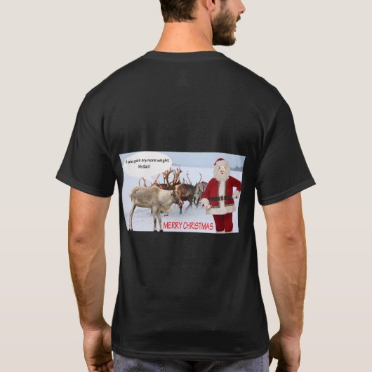 メンズブラックteeメリークリスマスサンタブタ tシャツ (裏面)
