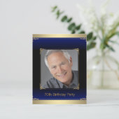 メンズブルー王室のと金ゴールド誕生日パーティー 招待状 (スタンド正面)