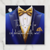 メンズブルー王室の金ゴールド誕生日パーティー フェイバータグ (正面)