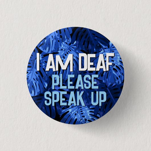 メンズブルー離れジャングルの私は聞こえない 缶バッジ (正面)