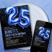 メンズブルー25th誕生日招待状 招待状