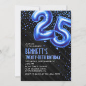 メンズブルー25th誕生日招待状 招待状 (正面)