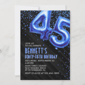 メンズブルー45th誕生日招待状 招待状 (正面)