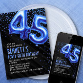 メンズブルー45th誕生日招待状 招待状