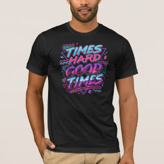 メンズプレミアムTシャツに刻まれたレトロネオン:グッドタイムズハード Tシャツ