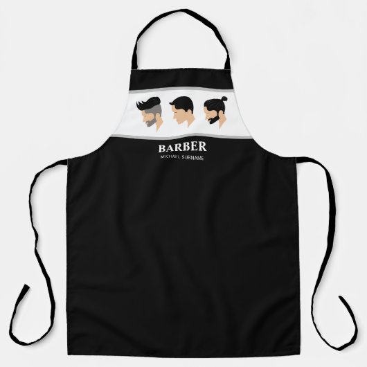 メンズヘアスタイルイラストレーション理容師美容師 エプロン (正面)