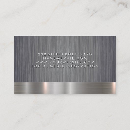 メンズヘアヒゲのアイコン | メタリックブラシ付き背景 名刺 (裏面)