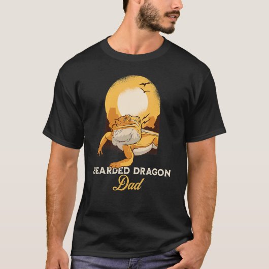 メンズベアドドラゴンパパ爬虫類リザード Tシャツ (正面)