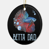 メンズベッタフィッシュベッタパパおもしろいかわいいペットオーナー セラミックオーナメント (左)