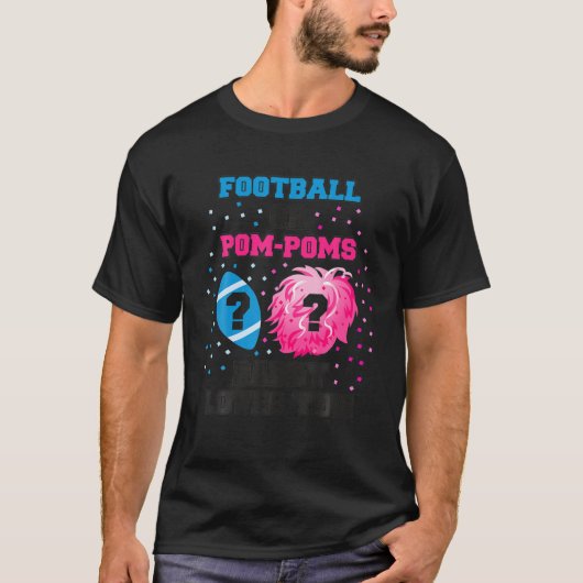 メンズベビージェンダーがシャツサッカーまたはポムポムを明らかにする Tシャツ (正面)