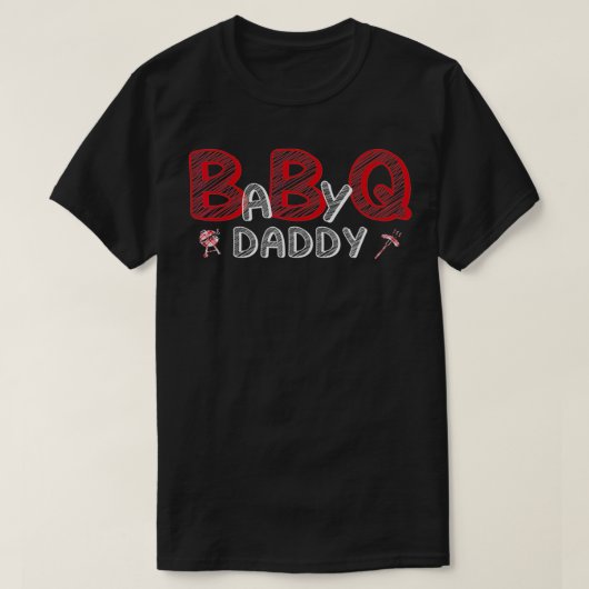メンズベビーBBQシャワーパパQベビーシャワーテーママット Tシャツ (デザイン正面)