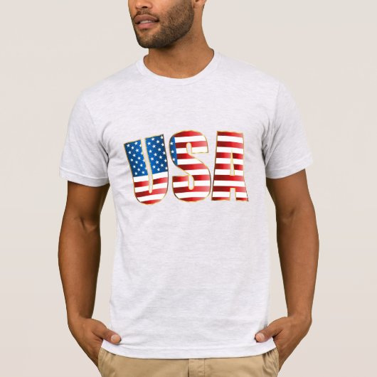 メンズベラキャンバスTシャツ – USA国旗Tシャツ Tシャツ (正面)