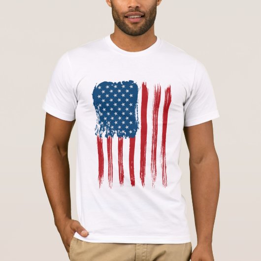 メンズベラキャンバスTシャツUSA国旗 Tシャツ (正面)
