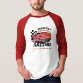 メンズベーシック3/4スリーブラグランTシャツレッド Tシャツ (正面)