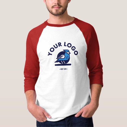 メンズベーシック3/4 Tシャツ – 白/赤 (正面)