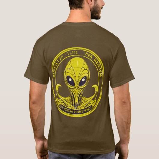 メンズベーシックTシャツは裏面の重力インスパイア付き Tシャツ (裏面)