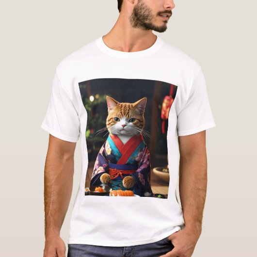 メンズベーシックTシャツプリント猫 Tシャツ (正面)