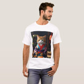 メンズベーシックTシャツプリント猫 Tシャツ (正面フル)