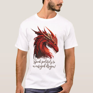 メンズベーシックTシャツポリエイ話ンが怒ったドラゴン Tシャツ