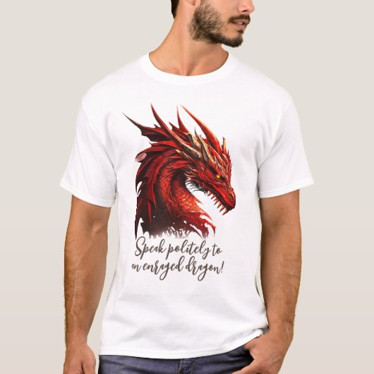 メンズベーシックTシャツポリエイ話ンが怒ったドラゴン Tシャツ (正面)