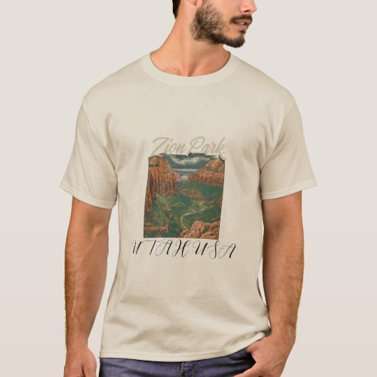 メンズベーシックTシャツ:シオン国立公園を体験 Tシャツ (正面)
