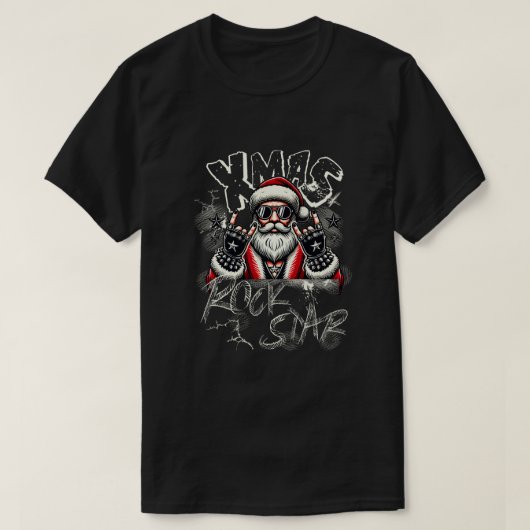 メンズベーシックTシャツSanta ClausロックスターTシャツ Tシャツ (デザイン正面)