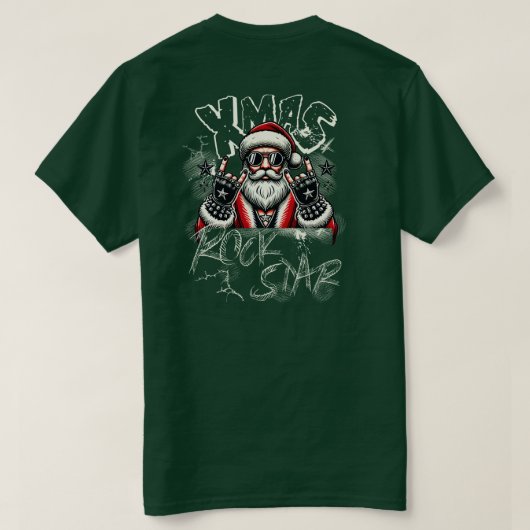 メンズベーシックTシャツSanta ClausロックスターTシャツ Tシャツ (デザイン裏面)