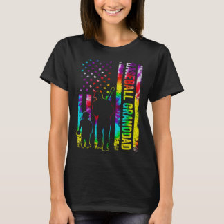 メンズベースボールグランダアメリカン国旗の絞り染め Tシャツ