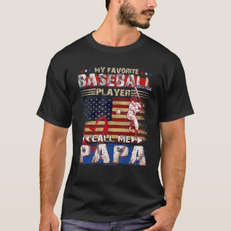 メンズベースボールパパお気に入りのマイベースボールプレイヤーコール Tシャツ