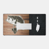 メンズベース魚釣りネーム素朴スポーツホビー デスクマット (キーボード&マウス)